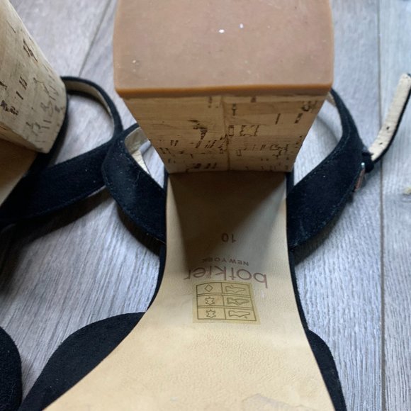 Botkier | Size 10 Black Velvet Open Toe Cork Heels - Picture 9 of 10